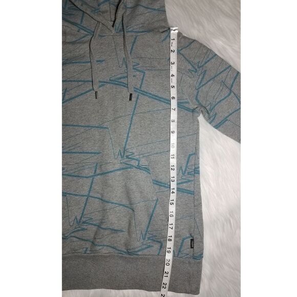 WESC|Geometric Pattern Grey Drawstring Hoodie, SMALL - Picture 5 of 8